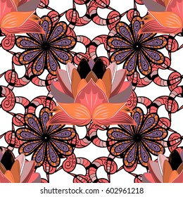 Vector seamless colorful floral pattern. Hand drawn floral texture, decorative flowers.