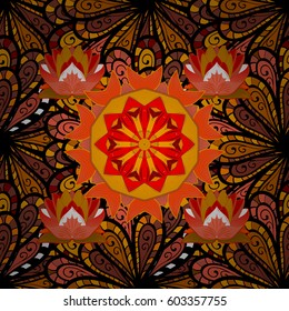 Vector seamless colorful floral pattern. Hand drawn floral texture, decorative flowers.