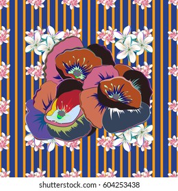 Vector seamless colorful floral pattern. Hand drawn floral texture, green and blue decorative flowers.