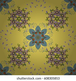 Vector seamless colorful floral pattern. Hand drawn floral texture, decorative flowers.