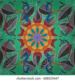 Vector seamless colorful floral pattern. Hand drawn floral texture, decorative flowers.