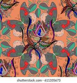 Vector seamless colorful floral pattern. Hand drawn floral texture, decorative flowers.