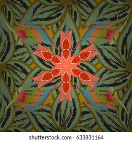 Vector seamless colorful floral pattern. Hand drawn floral texture, pink decorative flowers.