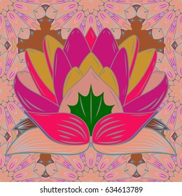 Vector seamless colorful floral pattern. Hand drawn floral texture, purple decorative flowers.