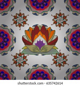 Vector seamless colorful floral pattern. Hand drawn floral texture, white decorative flowers.