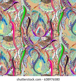 Vector seamless colorful floral pattern. Hand drawn floral texture, red decorative flowers.