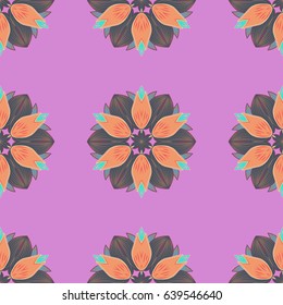 Vector seamless colorful floral pattern. Hand drawn floral texture, blue decorative flowers.
