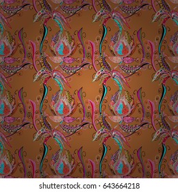 Vector seamless colorful floral pattern. Hand drawn floral texture, blue decorative flowers.