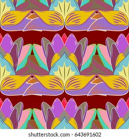 Vector seamless colorful floral pattern. Hand drawn floral texture, blue decorative flowers.