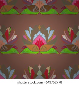 Vector seamless colorful floral pattern. Hand drawn floral texture, blue decorative flowers.