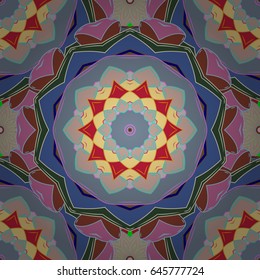 Vector seamless colorful floral pattern. Hand drawn floral texture, blue decorative flowers.