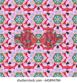 Vector seamless colorful floral pattern. Hand drawn floral texture, blue decorative flowers.