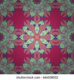 Vector seamless colorful floral pattern. Hand drawn floral texture, blue decorative flowers.