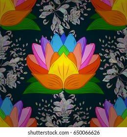 Vector seamless colorful floral pattern. Hand drawn floral texture, decorative flowers.