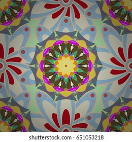 Vector seamless colorful floral pattern. Hand drawn floral texture, decorative flowers.