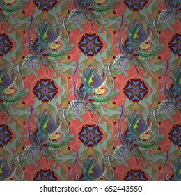 Vector seamless colorful floral pattern. Hand drawn floral texture, decorative flowers.