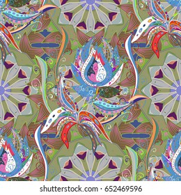 Vector seamless colorful floral pattern.