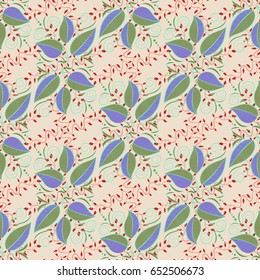 Vector seamless colorful floral pattern. Hand drawn floral texture, decorative leaves.