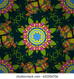 Vector seamless colorful floral pattern. Hand drawn floral texture, decorative flowers.