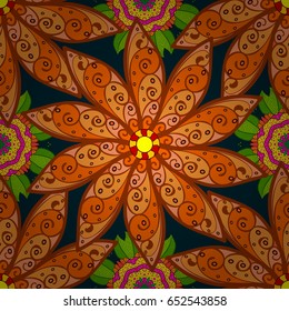 Vector seamless colorful floral pattern. Hand drawn floral texture, decorative flowers.