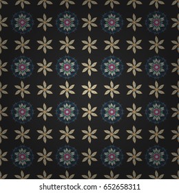Vector seamless colorful floral pattern. Hand drawn floral texture, blue and pink decorative flowers.