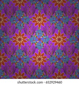 Vector seamless colorful floral pattern. Hand drawn floral texture, pink decorative flowers.