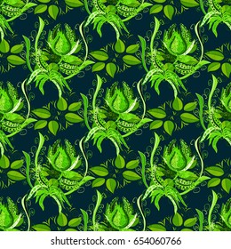 Vector seamless colorful floral pattern. Hand drawn floral texture, decorative flowers.