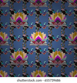 Vector seamless colorful floral pattern. Hand drawn floral texture, decorative flowers.