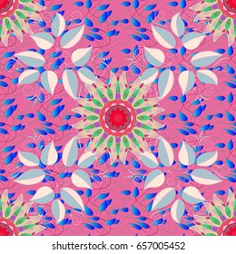 Vector seamless colorful floral pattern. Hand drawn floral texture, decorative leaves.