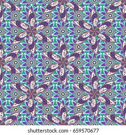 Vector seamless colorful floral pattern. Hand drawn floral texture, decorative flowers.