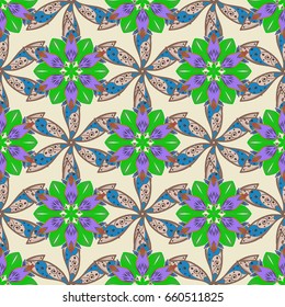 Vector seamless colorful floral pattern. Hand drawn floral texture, decorative flowers.