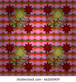Vector seamless colorful floral pattern. Hand drawn floral texture, decorative flowers.
