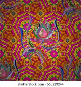 Vector seamless colorful floral pattern. Hand drawn floral texture, decorative flowers.