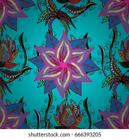 Vector seamless colorful floral pattern. Hand drawn floral texture, decorative flowers.