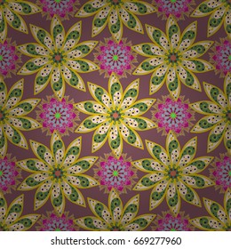 Vector seamless colorful floral pattern. Hand drawn floral texture, decorative flowers.
