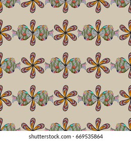 Vector seamless colorful floral pattern. Hand drawn floral texture, blue decorative flowers.