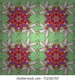 Vector seamless colorful floral pattern. Hand drawn floral texture, orange, white and green decorative flowers.