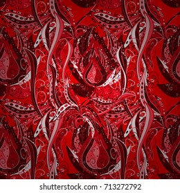 Vector seamless colorful floral pattern. Hand drawn floral texture, red, pink and neutral decorative flowers.