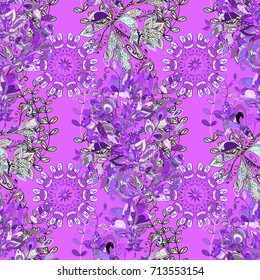 Vector seamless colorful floral pattern. Hand drawn floral texture, violet, neutral and purple decorative flowers.