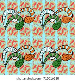Vector seamless colorful floral pattern. Hand drawn floral texture, blue, neutral and yellow decorative flowers.