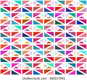 Vector Seamless Colorful Geometric Blocks Isometric White Outline Grid Tiling Pattern Abstract Background
