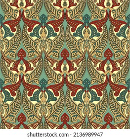 Vector seamless colorful gold arabic national ornament. Endless vegetable
Pattern of eastern peoples of Asia, Africa, Persia, Iran, Iraq.