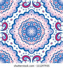 Vector seamless colorful hand drawn floral pattern background