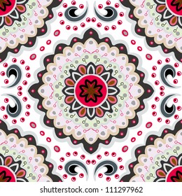 Vector seamless colorful hand drawn floral pattern background