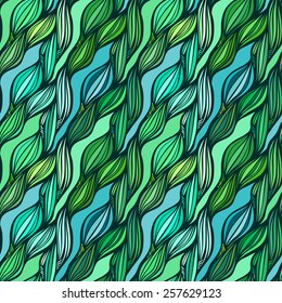 Vector seamless colorful hand drawn pattern. Wave fantasy background.