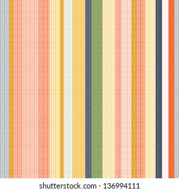 Vector Seamless Colorful Knitted Pattern With Orange, Yellow and Green Stripes.