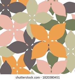 Diseño de flores ornamentales abstractas y coloridas sin fisuras vectoriales en colores pastel. El diseño es perfecto para telas de fondo, textiles, papel de envoltura, papel pintado, decoraciones y superficies
