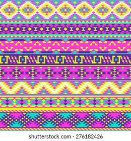 vector seamless colorful neon tribal Navajo pattern. fresh summer aztec geometric print. ethnic hipster backdrop.  