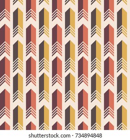 Vector seamless colorful pattern of arrows. Tribal ornament. Ethnic pattern. Flat design. Vector illustration.