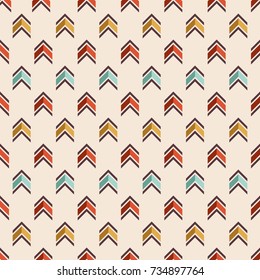 Vector seamless colorful pattern of arrows. Tribal ornament. Ethnic pattern. Flat design. Vector illustration.